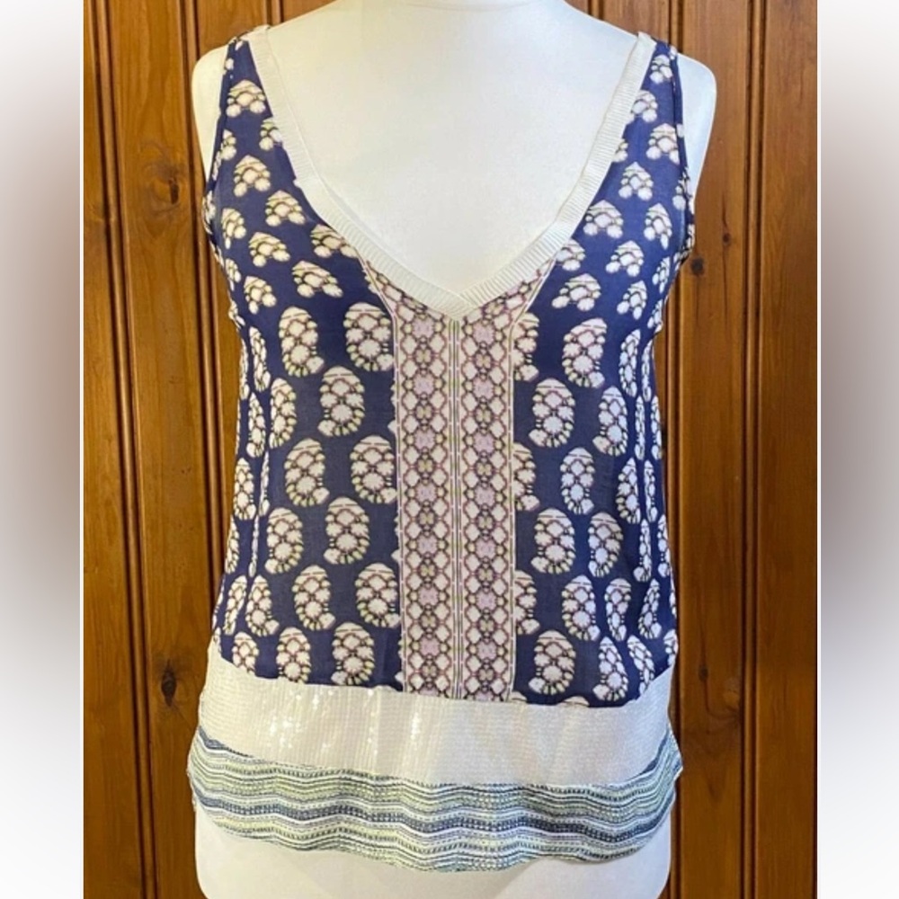 NWT Zara Navy Sequin Top